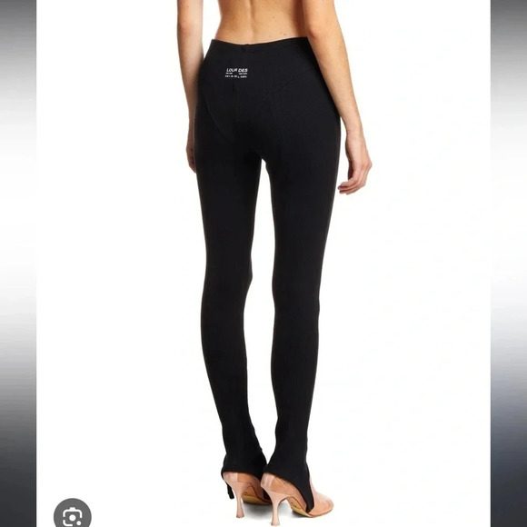 Lourdes NYC black ribbed leggings with straps size xs - Picture 3 of 4